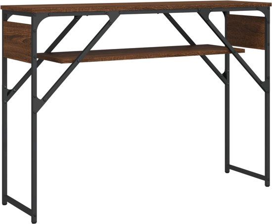 vidaXL Wandtafel met schap 105x30x75 cm bewerkt hout bruin eikenkleur