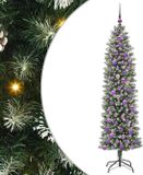 vidaXL Kunstmatige slanke kerstboom Groen en Wit 180 cm