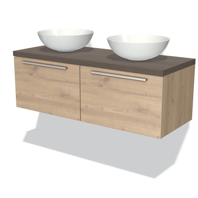 Maxaro Badkamermeubel Modulo Plato 120cm Lichtbruin Eiken 2 Lades