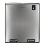 Les poubelles Les Collectors en acier inoxydable brossé, modèle N°904, 60 litres, 2 compartiments