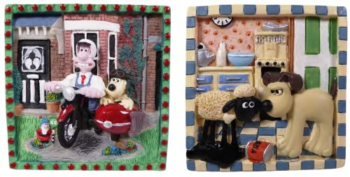 OPO 10 - 2 stuks Shaun schaap + Wallace en Gromit fotolijsten - 8 x 8 cm decoratie cartoon design