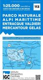 Carta Ist. Geografico Centrale Carta n. 113 Parco naturale Alpi Marittime, Entracque, Valdieri, Mercantour, Gelas 1:25.000. Carta dei sentieri e dei rifugi