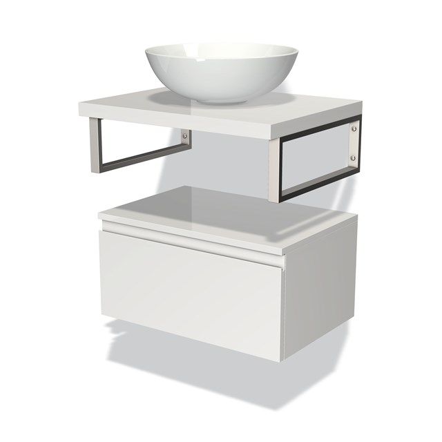 Maxaro Badkamermeubel Modulo Plato 60 cm Hoogglans Wit 1 Lade Greeploos