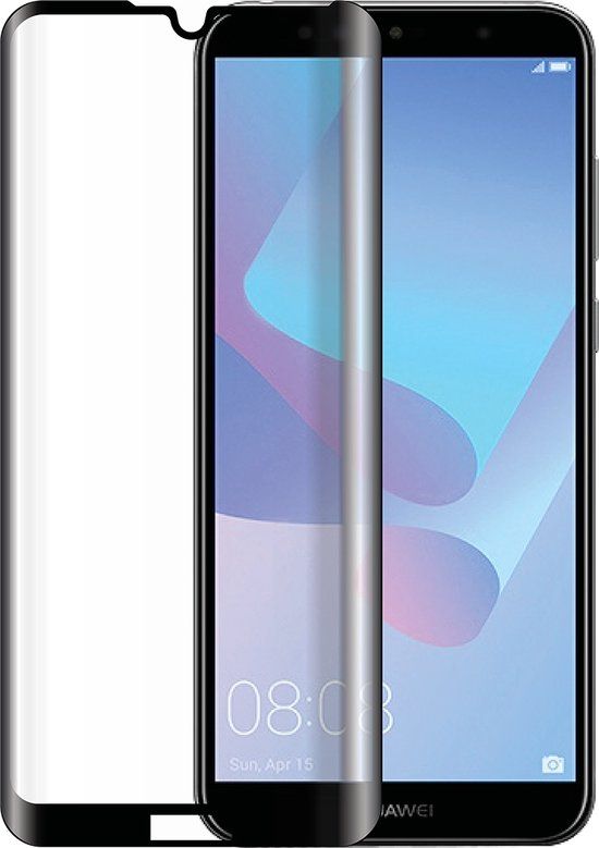 Bigben Connected Screenprotector voor Huawei Y6 2019 - Anti-Fingerprint 2.5D Glas Zwart