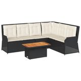 vidaXL 5-delige loungeset met kussens, polyrattan, zwart