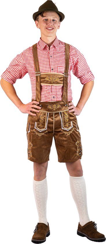 Premium Verstelbare Lederhosen - Oktoberfest - Bruin - Maat L
