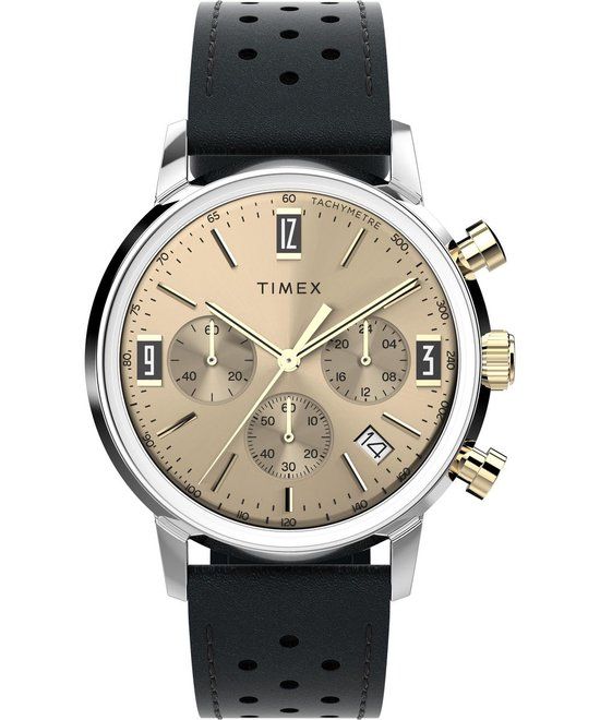 Timex Marlin Chrono TW2W10000 Herenhorloge - Bruin Leer - 40mm - Chronograaf