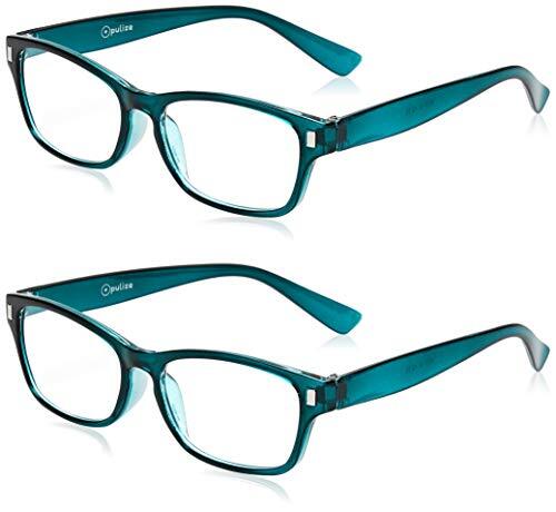 The Reading Glasses Company The Reading Glasses Company De leesbril bedrijfslezer waarde 2-pack heren vrouwen RR77-Q +2, 50, aquamarijn, 2 stuks