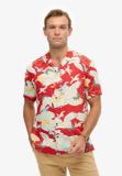 Superdry The Merchant Store Hawaïaans overhemd Heren L Tsuru Red Dierenprint Modal Katoen