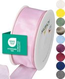 Halbach Seidenbänder Premium cadeaulint met draadrand, breedte 40 mm, lengte 25 m, lichtroze