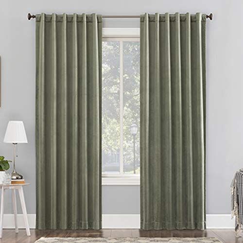Sun Zero Hampshire Velvet Blackout Curtain Panel - 50" x 84" - Moss Green