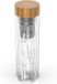 Unyqoos® Bouteille d'eau en verre avec infuseur à thé et couvercle antidérapant, verre borosilicaté à double paroi, avec couvercle en bambou, 482 ml