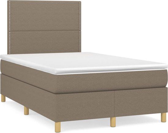 vidaXL Boxspring bed - 120x200 cm - Taupe - Stof