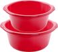 Forte Plastics Voordeelset multifunctionele kunststof ronde teiltjes rood in 2-formaten - 6 en 10 liter inhoud