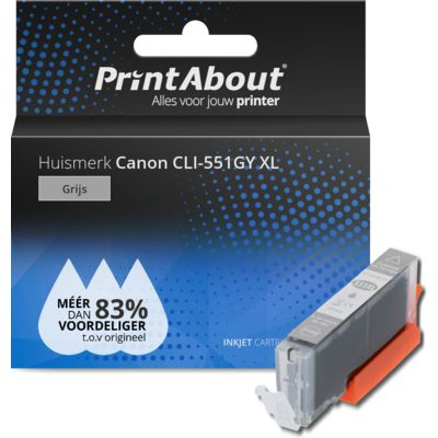 PrintAbout Huismerk Canon CLI-551GY XL Inktcartridge Grijs Hoge capaciteit