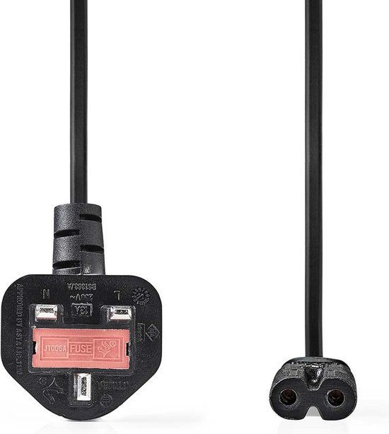 Nedis UK-Voedingskabel - UK Male - IEC-320-C7 - 2.00 m - Zwart