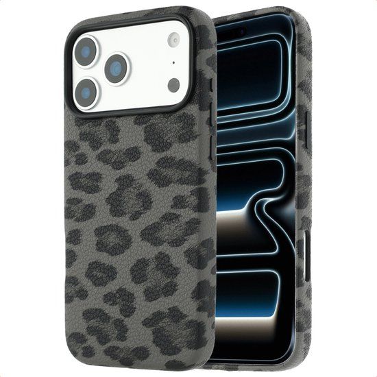 Selencia Sabi Backcover panterprint geschikt voor MagSafe - Apple iPhone 17 Pro Max - Midnight Black