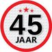 Bellatio Decorations 45 jaar leeftijd sticker - rond - Dia 15 cm - 45 jaar verjaardag/jubileum/leeftijd versiering