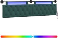 vidaXL - Hangend hoofdbord met LED-verlichting - Donkergroen - Stof
