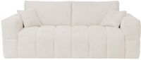 Vente-unique Vierzitsslaapbank express van beige boucléstof - Bed 160 cm - Matras 13 cm ISSORO