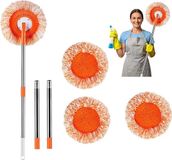 Holland Connections ensemble de vadrouille rotatif à 360 degrés avec 3 têtes de vadrouille interchangeables et vadrouille réglable en microfibre pour fenêtres