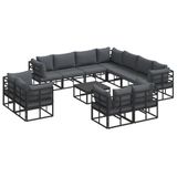 vidaXL - Tuinbank - Set - 12 - st - Zwart - Aluminium