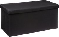 Atmosphera Poef/hocker/voetenbankje - opbergbox - fluweel zwart - PO/MDF - 38 x 38 x 76 cm - opvouwbaar