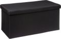 Atmosphera Poef/hocker/voetenbankje - opbergbox - fluweel zwart - PO/MDF - 38 x 38 x 76 cm - opvouwbaar