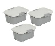 BranQ Home Essential Velur Universele opbergdozen met deksel, set van 3, 8 l, BPA-vrije kunststof, lichtgrijs