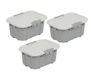 BranQ Home Essential Velur Universele opbergdozen met deksel, set van 3, 8 l, BPA-vrije kunststof, lichtgrijs