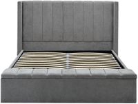 Vente-unique Bed met opbergruimte stof grijs 140 x 190 cm
