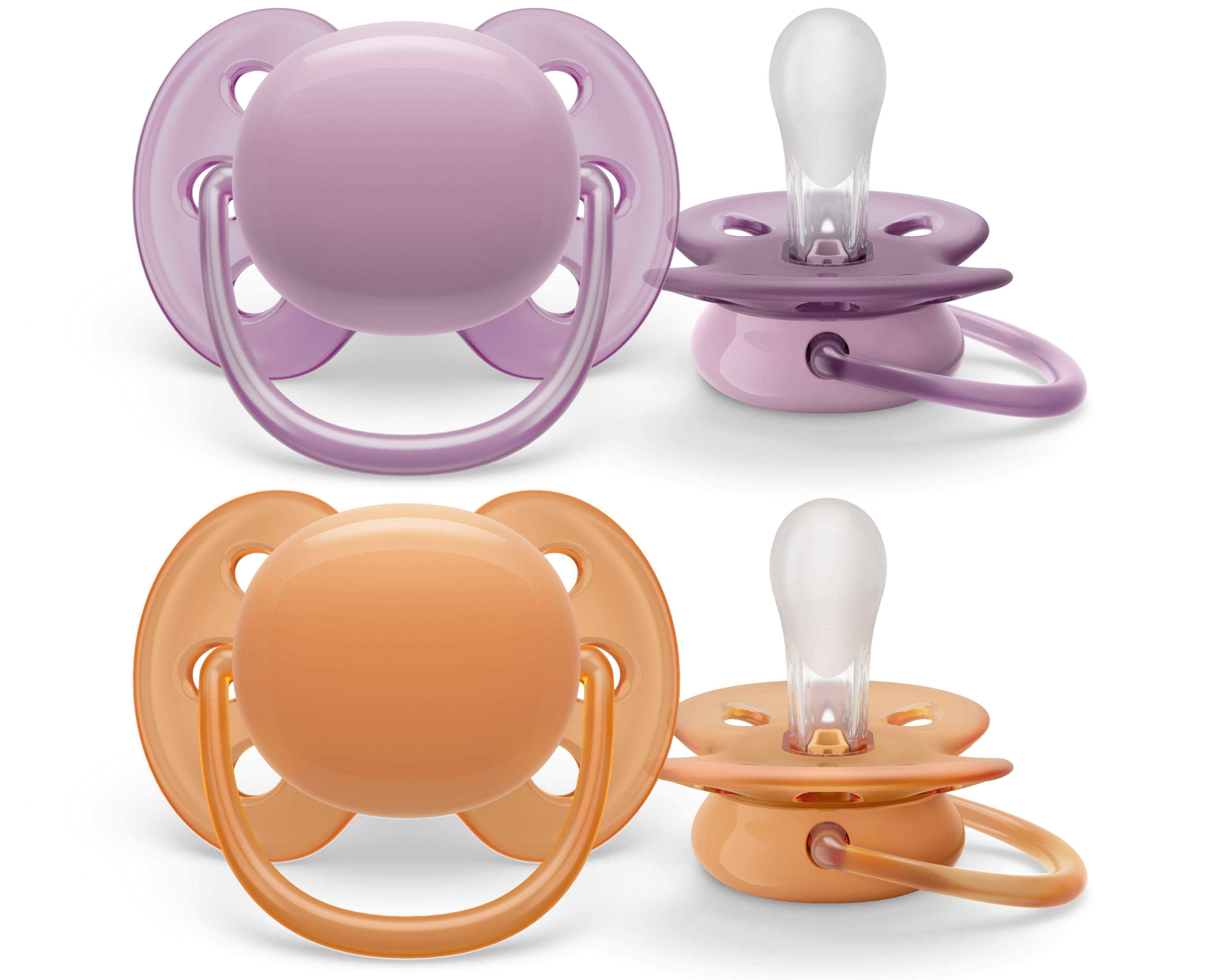 Philips Avent Ultra Soft Pacifier - 6-18 Months - 2 Pack - Orange/Purple