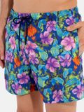 HOM Balata Beach Boxer Zwembroek Heren Donkerblauw Gebloemd Polyester Regular Fit
