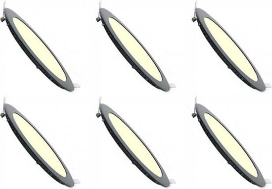 BES LED LED Downlight Slim 6 Pack - Inbouw Rond 3W - Dimbaar - Warm Wit 3000K - Mat Zwart Aluminium - Ã˜90mm