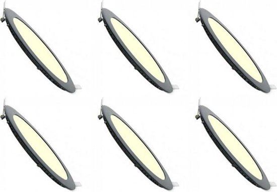 LED Downlight Slim 6 Pack - Inbouw Rond 3W - Dimbaar - Zeer Warm Wit 2700K - Mat Zwart Aluminium - Ø83mm