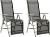 Chaise de jardin 2 pièces réglable textilène aluminium argenté