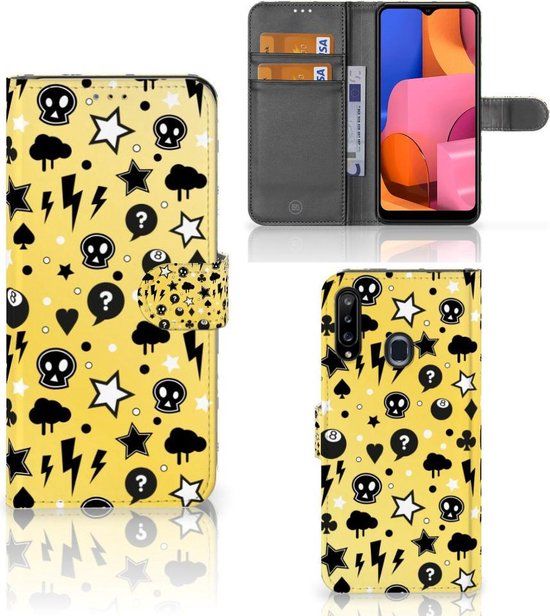 B2Ctelecom Wallet Book Case Samsung Galaxy A20s - Punk Yellow - 3 Card Slots