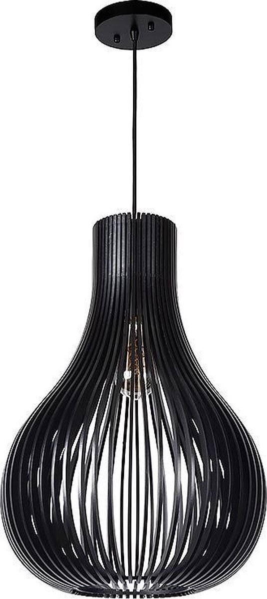 Atmooz - Hanglamp Zita M - zwart - Industrieel - Woonkamer / Slaapkamer / Eetkamer - Zwart hout - Hoogte = 190cm - Hout