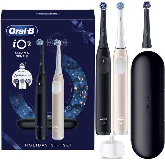 Oral-B iO2 Elektrische Tandenborstels - Holiday Editie - Zwart & Roze - 2 stuks
