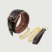 Collier en cuir rembourré avec chaîne dorée – Noir/Brun