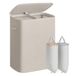 SONGMICS Panier à linge avec 2 compartiments et couvercle, 160 litres | Sacs intérieurs amovibles, 56 x 40,5 x 70 cm, pour chambre à coucher, salle de bain, beige clair, collection BROSI LCB822L101