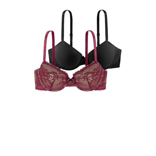 Dorina Chloe Voorgevormde Beugel BH - 2-Pack - Donkerrood/Zwart