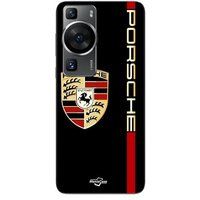 Maniacase Beschermhoes Huawei P60 PORSCHE logo rouge et dorée fond noir