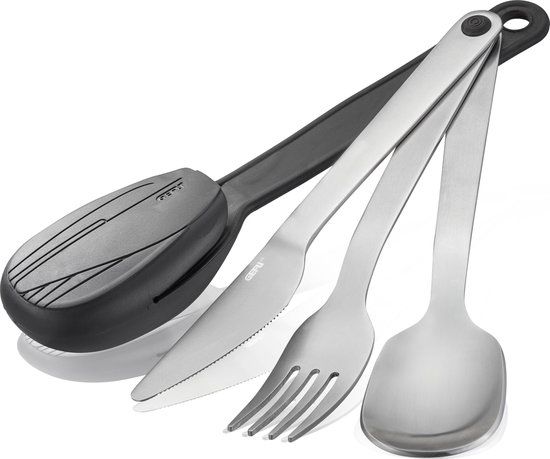 Gefu MOVE Reisbestekset - 4 Delig - Zilver/Zwart - RVS