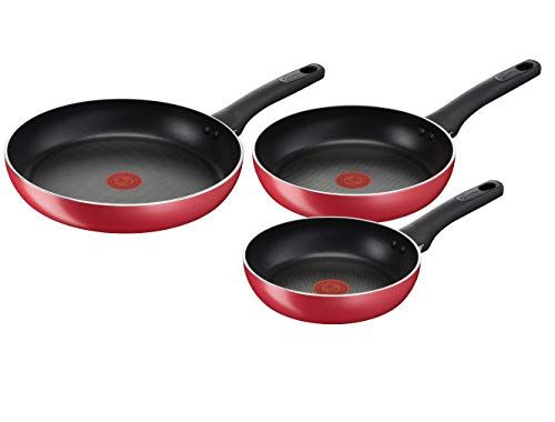Lagostina Cucina Mediterraneo Set met 3 pannen voor inductie, anti-aanbaklaag, rood, diameter 20/24/28 cm