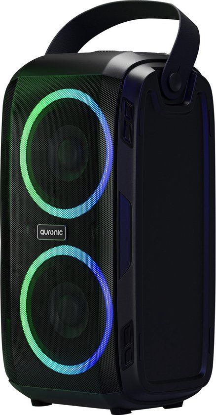 Auronic Partybox - Draadloos - Party Speaker - Muziek box - Discolichten - USB, AUX en SD-kaart Aansluiting - Zwart