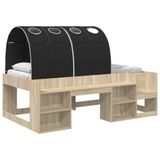 vidaXL Bedframe met tunnel 3-delig Sonoma Eiken en Zwart Bewerkt hout