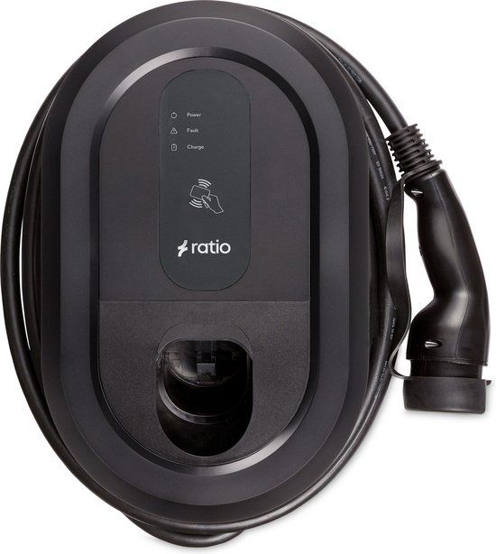 Ratio io6 Laadpaal - 11-22kW - 7.5m Kabel - Type 2 - Zwart