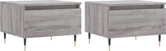 vidaXL Salontafels 2 stuks 50x46x35 cm bewerkt hout grijs sonoma eiken