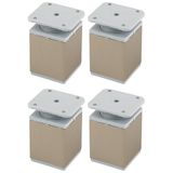 cyclingcolors 4 meubelpoten 40 x 40 mm hoogte 60 mm aluminium met universele instelling 15 mm voor bank, kast, keuken, badkamer, roestvrij staal, grijs